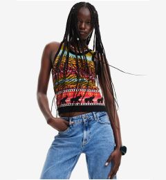Снимка на Black Desigual Xenia Womens Patterned Top - Women