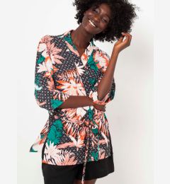 Снимка на Black Flowered Kimono with CAMAIEU Binding - Women