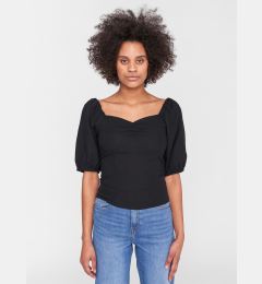 Снимка на Black short blouse with linen Noisy May Linny - Ladies