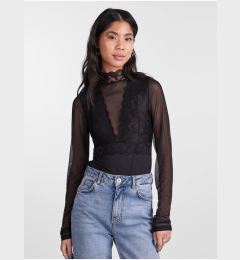 Снимка на Black Women's Bodysuit with Lace Pieces Sicca - Women's