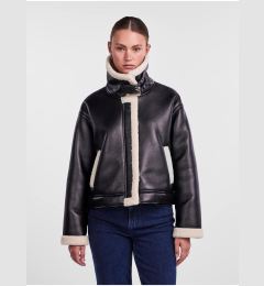 Снимка на Black Women's Faux Leather Jacket Pieces Janelle - Women
