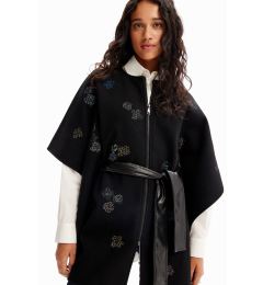 Снимка на Black women's patterned poncho Desigual Threadflor Milan - Women's