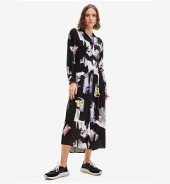 Снимка на Black women's patterned shirt midi dress Desigual Percy - Women's