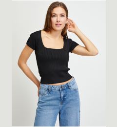 Снимка на Black women's ribbed cropped t-shirt Guess - Women's