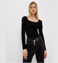 Снимка на Black Women's T-Shirt with Ruffled Sleeves Liu Jo - Women
