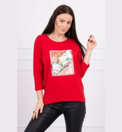 Снимка на Blouse with 3D Bird red graphics