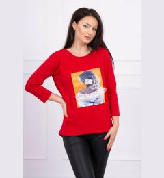 Снимка на Blouse with 3D graphics, lace red
