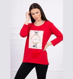 Снимка на Blouse with 3D graphics with red pearls