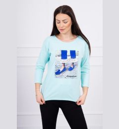 Снимка на Blouse with 3D graphics with zircons mint