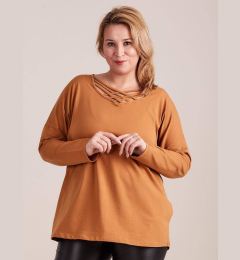 Снимка на Blouse with a braided neckline brown