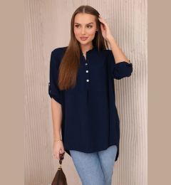 Снимка на Blouse with a longer back - navy blue