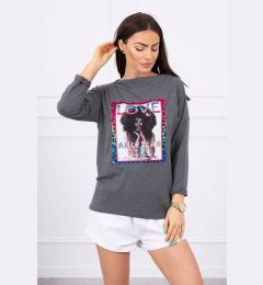 Снимка на Blouse with American Girl graphite graphics S/M - L/XL