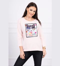 Снимка на Blouse with cat graphics 3D powdered pinjk