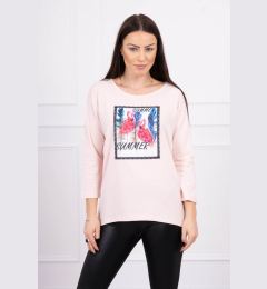 Снимка на Blouse with flamingo graphics 3D powder pink