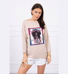 Снимка на Blouse with graphic American Girl beige S/M - L/XL