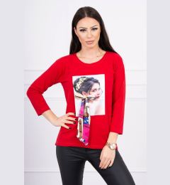 Снимка на Blouse with graphics and a colorful bow 3D red