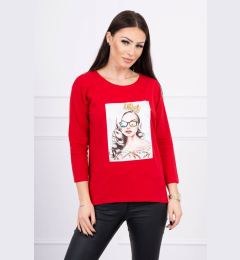 Снимка на Blouse with graphics of a girl in glasses 3D red