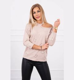 Снимка на Blouse with heart print beige