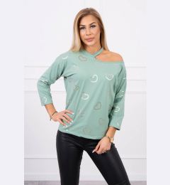 Снимка на Blouse with heart print dark mint
