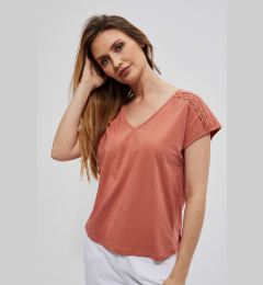 Снимка на Blouse with openwork decoration - coral