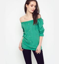 Снимка на Blouse with pearls revealing shoulders green