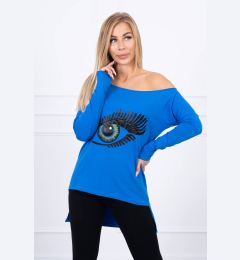 Снимка на Blouse with print and longer back part purple blue