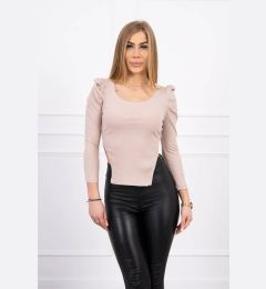 Снимка на Blouse with puff sleeves dark beige