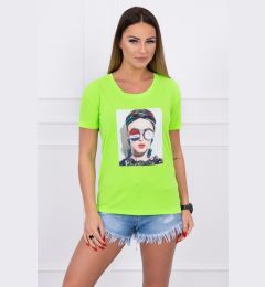 Снимка на Blouse with women's graphics green neon