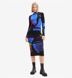 Снимка на Blue and Black Women Patterned Sheath Dress Desigual Hologram - Lacr - Women