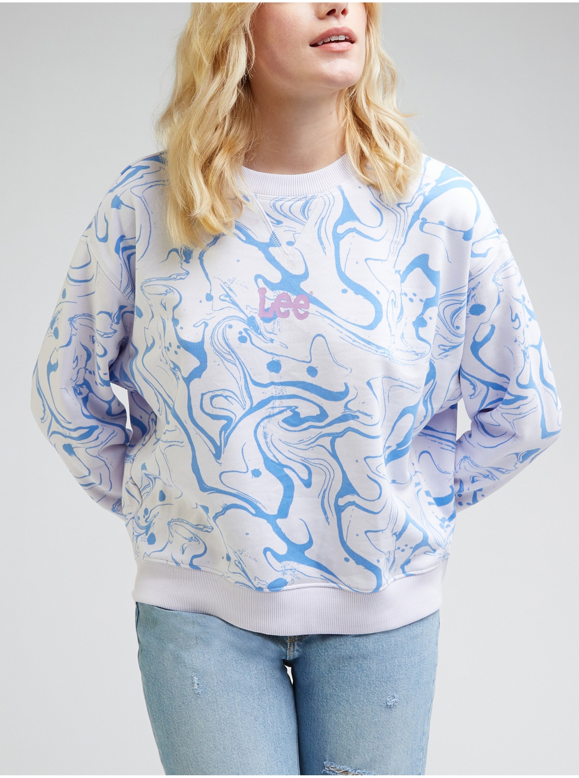 Снимка на Blue and White Women Patterned Sweatshirt Lee - Women