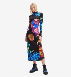 Снимка на Blue-black women's patterned maxi dress Desigual Arles - Lacroix - Ladies