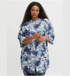 Снимка на Blue patterned shirt with an extended back Fransa - Ladies