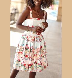 Снимка на Blue princess dress with floral pattern