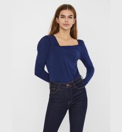Снимка на Blue T-shirt with asymmetrical neckline VERO MODA Panda - Women's