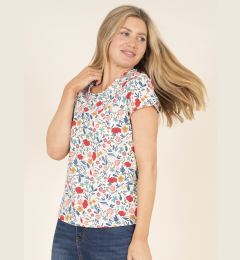 Снимка на Blue-white floral T-shirt Brakeburn - Women