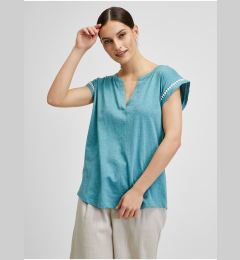 Снимка на Blue women's t-shirt with decorative details Brakeburn - Women's