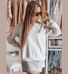 Снимка на Bluza damska oversize z haftem CHERSOFT szara Dstreet
