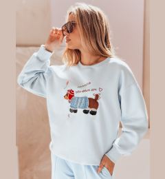 Снимка на Bluza damska oversize z haftem DOGSWEETY niebieska Dstreet
