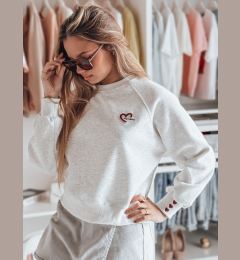 Снимка на Bluza damska oversize z haftem serc MONLOVE szara Dstreet