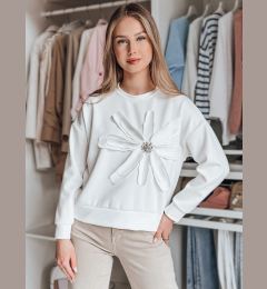 Снимка на Bluza damska oversize z kwiatem PETITKA ecru Dstreet