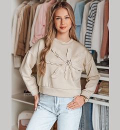 Снимка на Bluza damska oversize z kwiatem PETITKA jasnobeżowa Dstreet