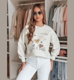 Снимка на Bluza damska oversize z sercami PINKNOTE szara Dstreet