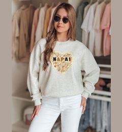 Снимка на Bluza damska oversize z sercem SERDUCHOVA szara Dstreet