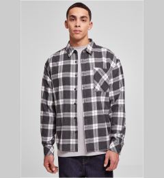 Снимка на Boxy dark checked shirt grey/white