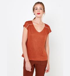 Снимка на Brown linen blouse with buttons on back CAMAIEU - Ladies