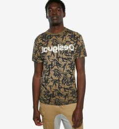 Снимка на Brown men's patterned T-shirt Desigual TS Cesarion - Men