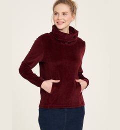 Снимка на Burgundy Velvet Sweatshirt with Tranquillo Collar - Women