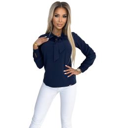 Снимка на Business blouse with long sleeves and tie at the front Numoco