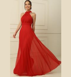 Снимка на By Saygı Halter Neck Lined Long Tulle Dress