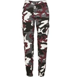 Снимка на Camo Cargo Women's High Waisted Trousers with Burgundy Mask